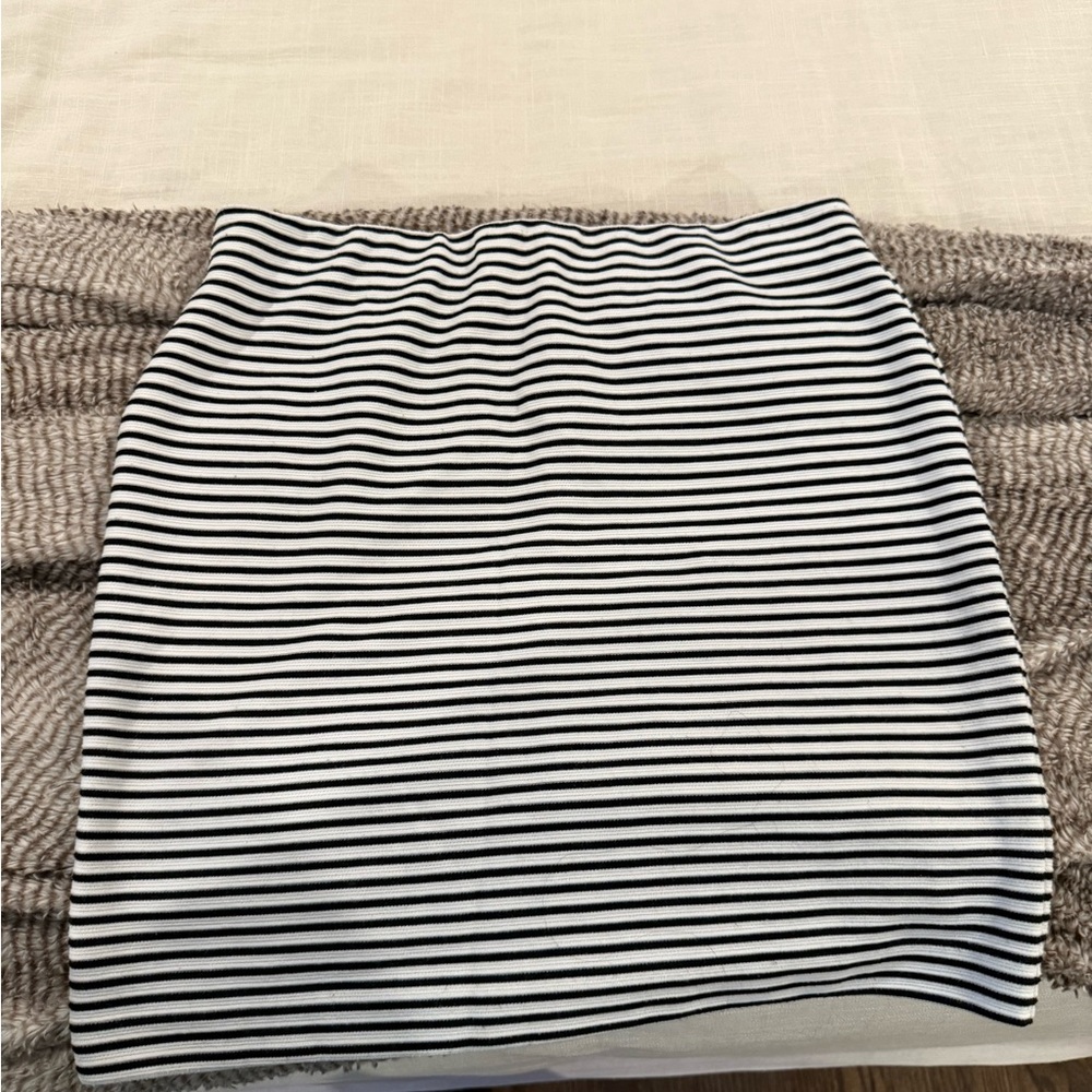 Cynthia Rowley Black and White Striped Pencil Skirt